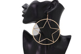 Women Earring Set Big Gold Metal Hoop Texas Lone Star Bling Fashion Hot Jewelry